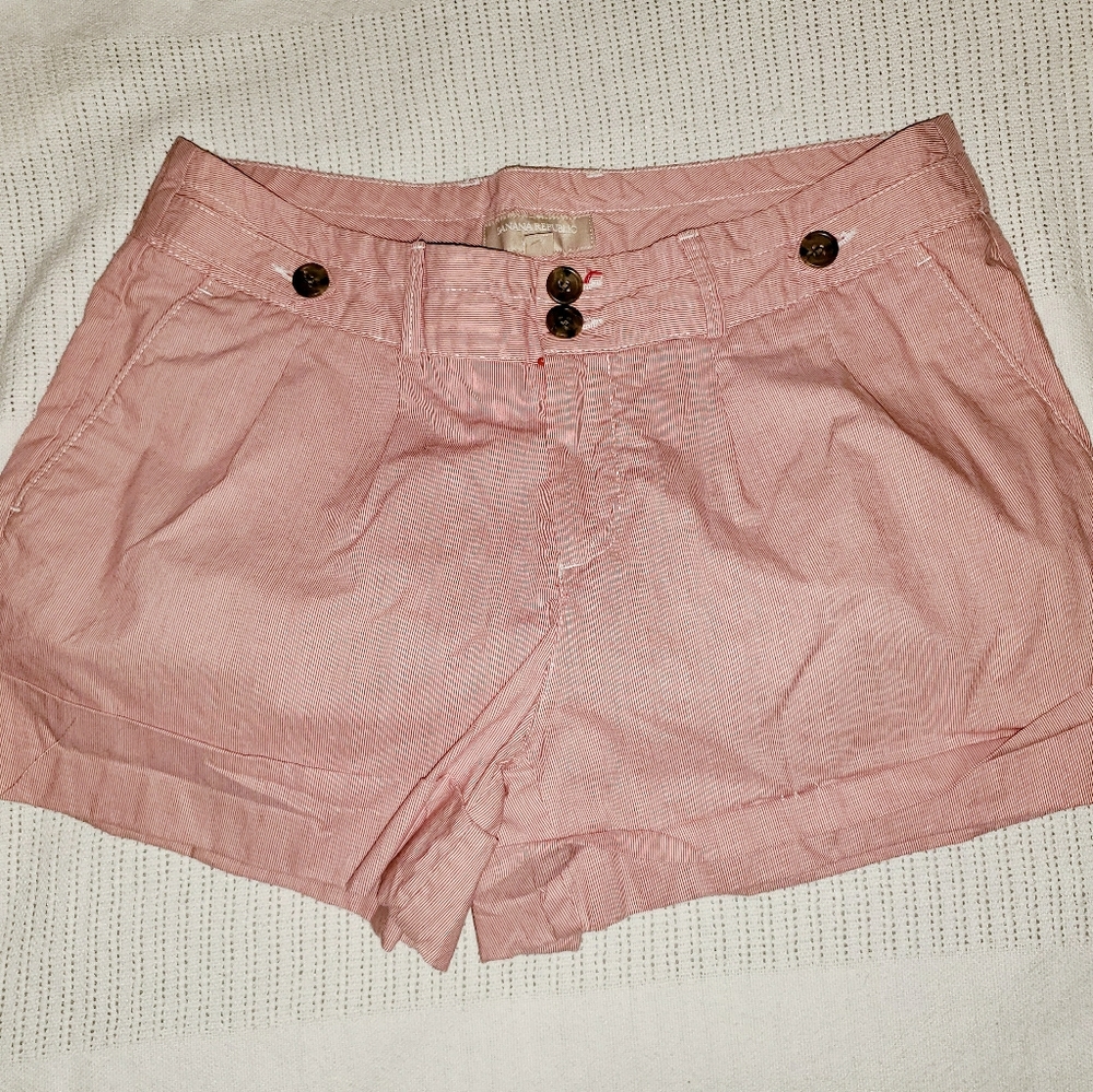 Banana Repubic Red & White Pinstripe Shorts